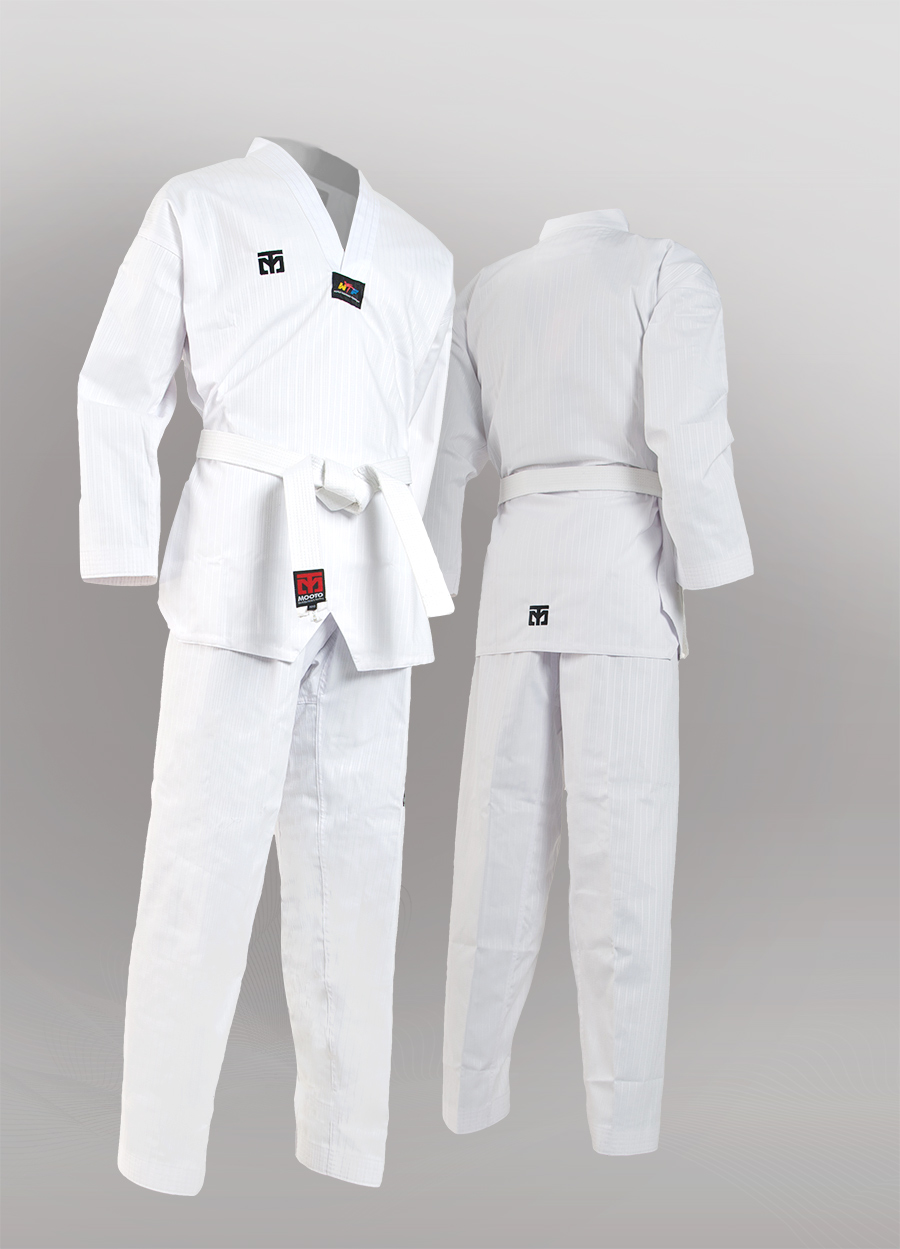 Mooto Korea Taekwondo MTX S2 Uniform Black BK V-Neck Dobok White Uniforms for Kids and Adults Student Tae Kwon Do MMA Martial arts Karate Hapkido Judo Basic Training Match WT Logo 