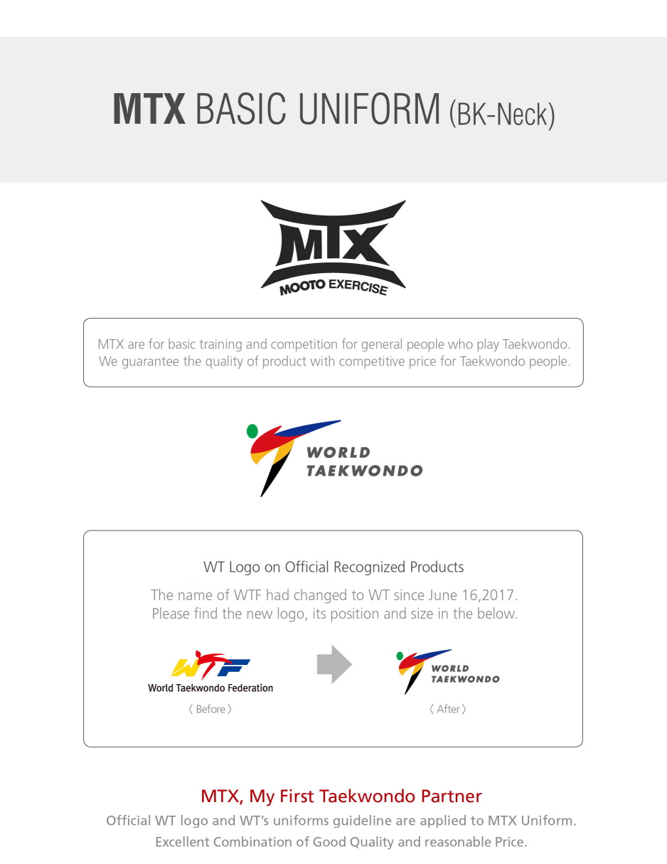 New Product Mooto Season2 MTX Taekwondo Basic Uniform WT Logo Korea World 